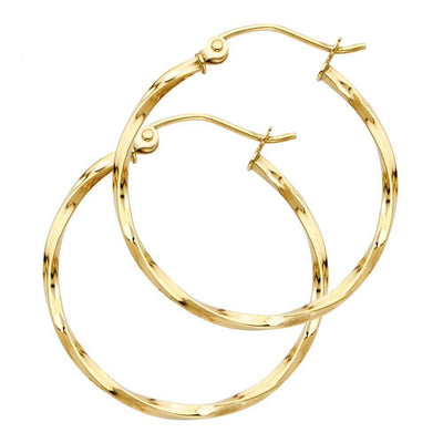 14K Yellow Gold Curled Hoop Earrrings
