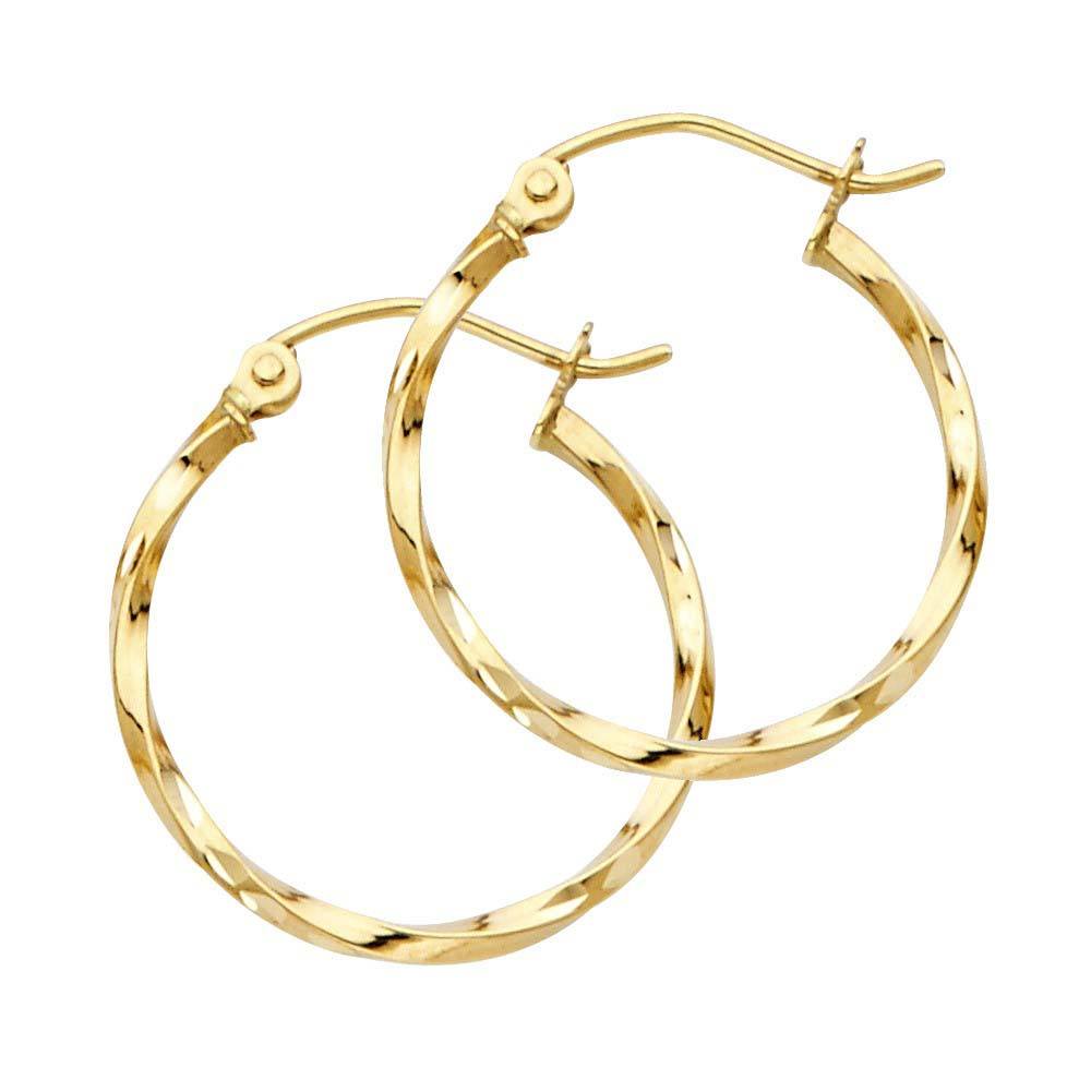 14K Yellow Gold Curled Hoop Earrrings