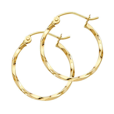 14K Yellow Gold Curled Hoop Earrrings