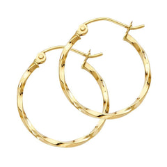 14K Yellow Gold Curled Hoop Earrrings
