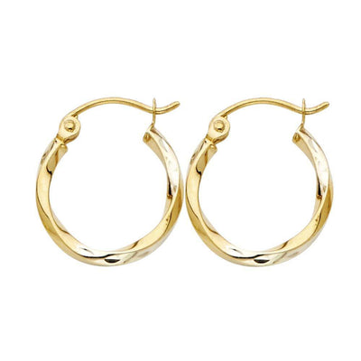 14K Yellow Gold Curled Hoop Earrrings