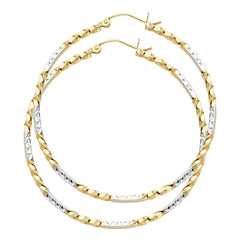 14K Two Tone Curled Hoop Earrings