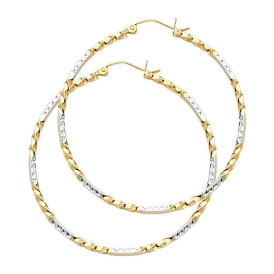 14K Two Tone Curled Hoop Earrings