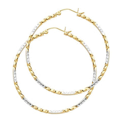 14K Two Tone Curled Hoop Earrings
