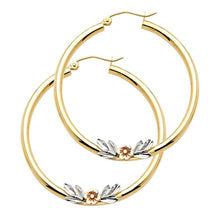 Load image into Gallery viewer, 14k Yellow Gold 2.5mm Medium Polished Flower Hoop Earrings