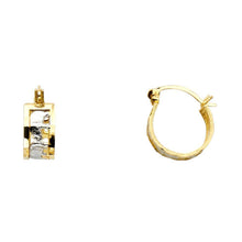 Load image into Gallery viewer, 14k Two Tone Gold Polished Mini Fancy Elephant Hoop Earrings