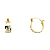 14k Two Tone Gold Polished Mini Fancy Elephant Hoop Earrings