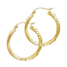 Load image into Gallery viewer, 14K Yellow Gold 2.6mm DC Satin Hoop Earrings