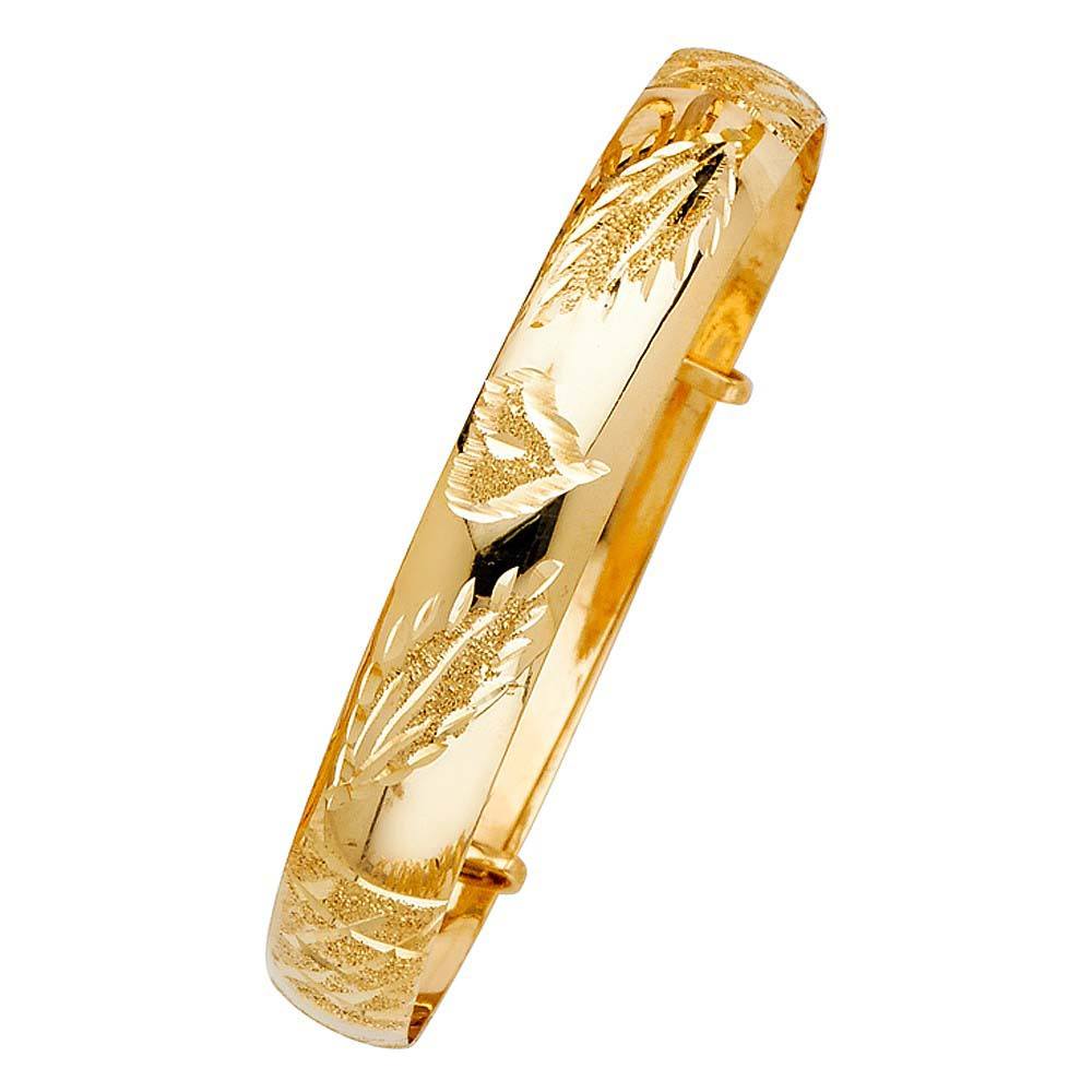 14K Yellow Gold 8mm Adjustable Baby Bangle-4" to 5.5"