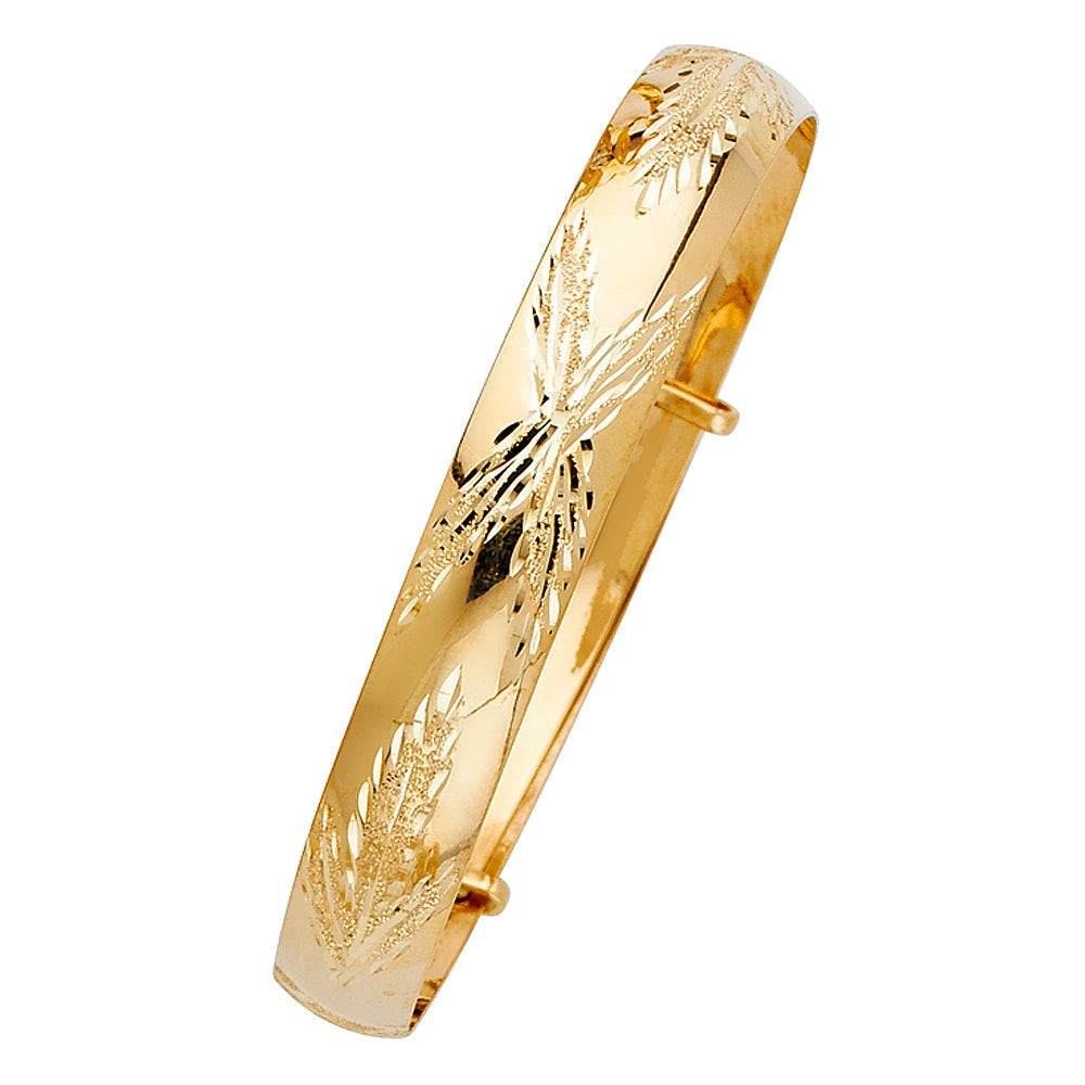 14K Tricolor 8mm Baby Adjustable Bangle, Length 4" to 5.5"