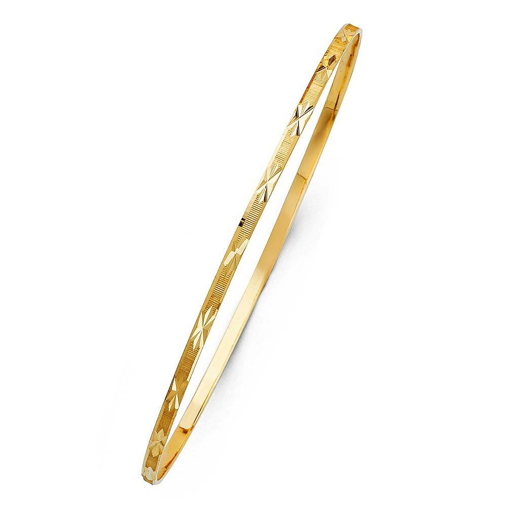 14K Yellow Gold 2mm Solid Bangle
