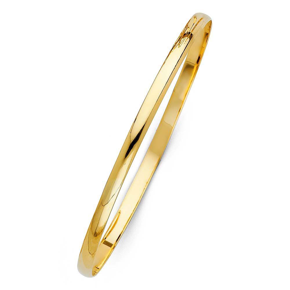 14K Yellow Gold 4mm Solid Bangle