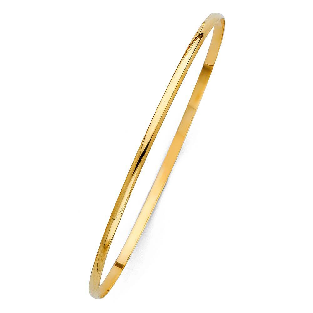 14K Yellow Gold 2mm Solid Bangle