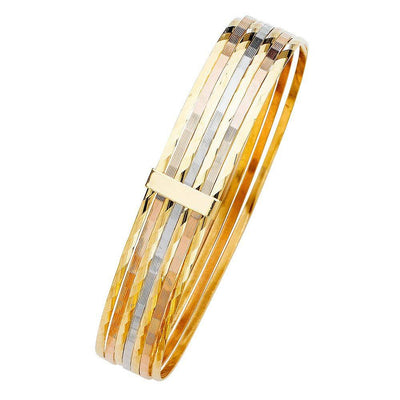 14K Tri Color Gold 12mm 7 Days Bangle