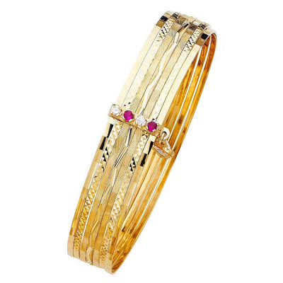 14K Yellow Gold 13mm 7 Days Bangle