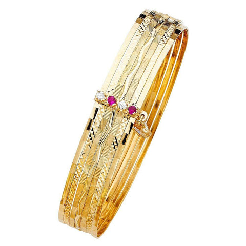 14K Yellow Gold 13mm 7 Days Bangle