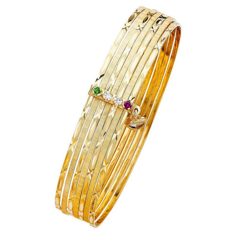 14K Yellow Gold 13mm 7 Days Bangle