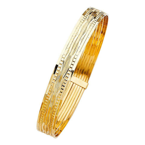 14K Yellow Gold 11mm 7 Days Bangle