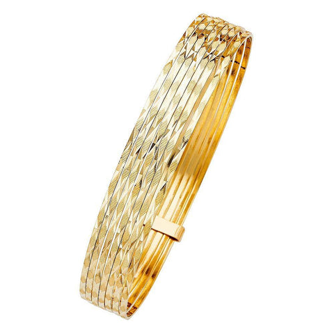 14K Yellow Gold 11mm 7 Days Bangle