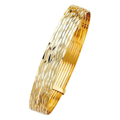 14K Yellow Gold 11mm 7 Days Bangle