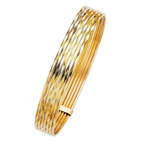 14K Yellow Gold 11mm 7 Days Bangle