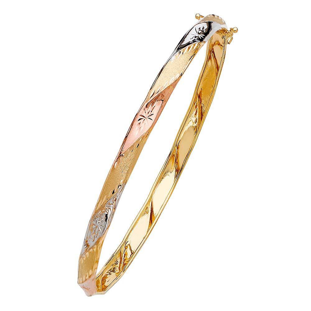 14K Tri Color Gold 5mm Flexible Bangle