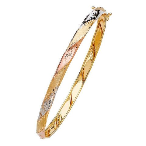 14K Tri Color Gold 5mm Flexible Bangle