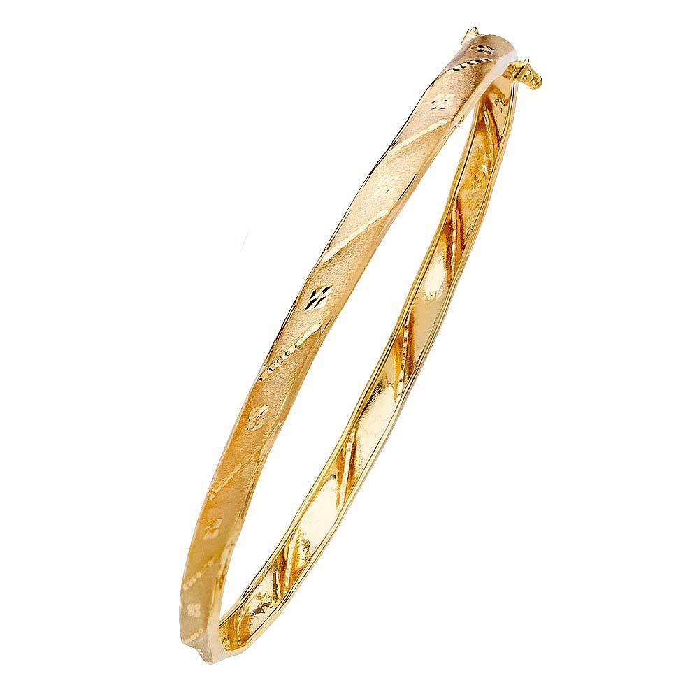 14K Yellow Gold 5mm Flexible Bangle, 7.25"