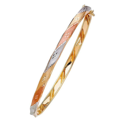 14K Tri Color Gold 5mm Flexible Bangle