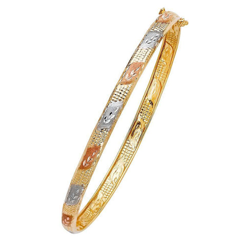 14K Tri Color Gold 5mm Flexible Bangle