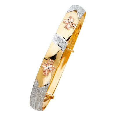 14K Tricolor ADJUSTABLE BANGLE