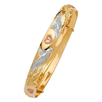 14K Tricolor ADJUSTABLE BANGLE