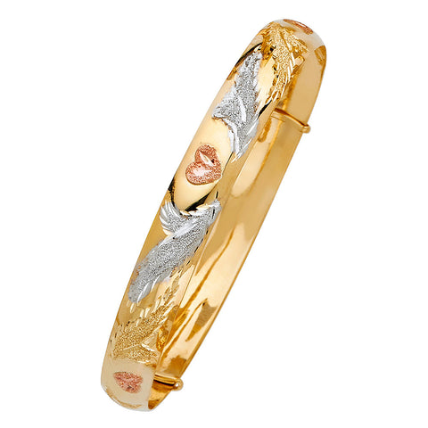 14K Tricolor ADJUSTABLE BANGLE
