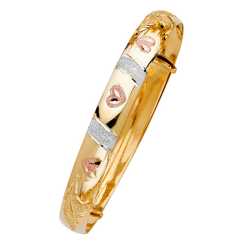 14K Tricolor ADJUSTABLE BANGLE