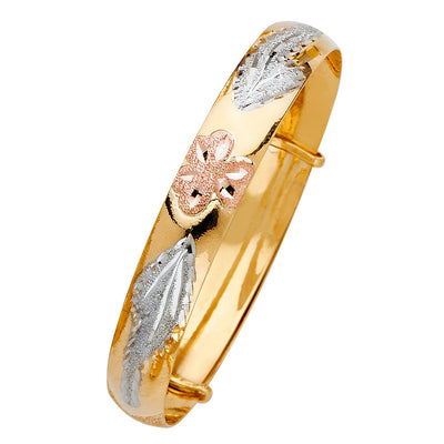 14K Tricolor Baby Adjustable Bangle-Length 4