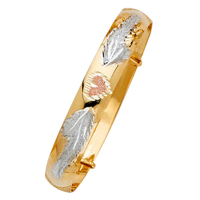 14K Tricolor 8mm Baby Adjustable Bangle, Length 4