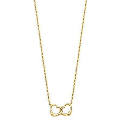 14K Yellow Interlocking Double Hearts Necklace