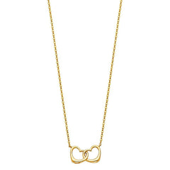 14K Yellow Interlocking Double Hearts Necklace
