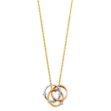 Load image into Gallery viewer, 14K Tricolor Rings CZ Necklace