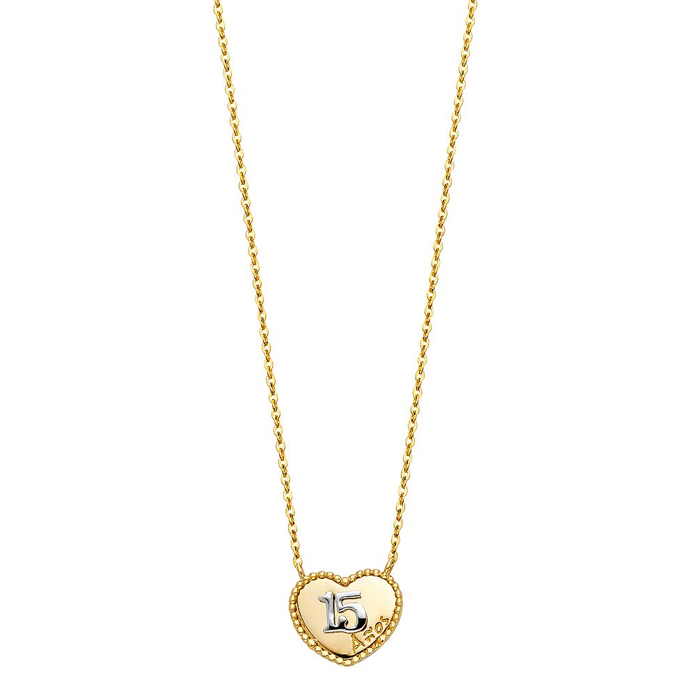 14K TwoTone Sweet 15 Necklace