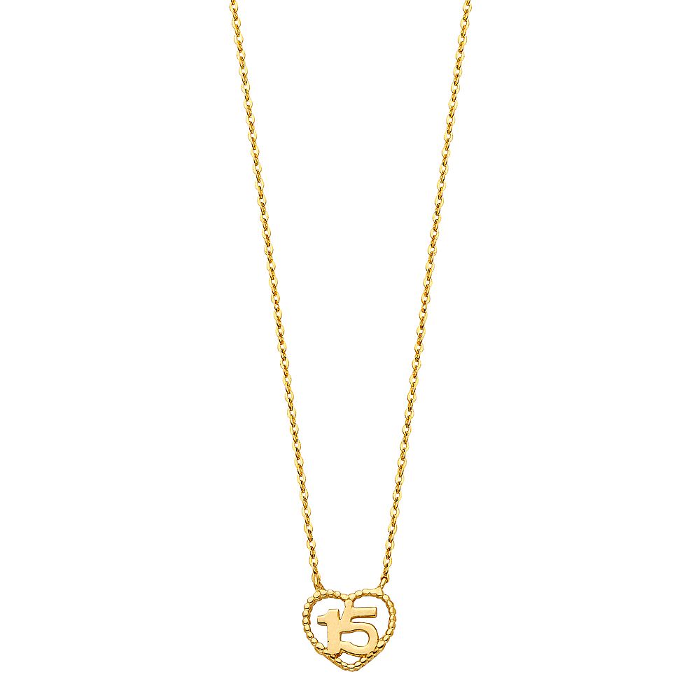 14K Yellow Sweet 15 Necklace