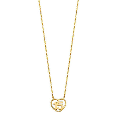 14K Yellow Sweet 15 Necklace
