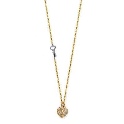 14K TwoTone Micro Pave CZ Necklace