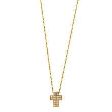 Load image into Gallery viewer, 14K Yellow CZ Cross Necklace