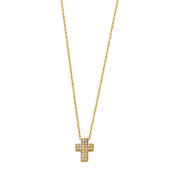 14K Yellow CZ Cross Necklace