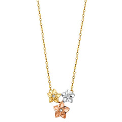 14K Tricolor CZ Necklace