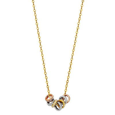 14K Tricolor CZ Necklace