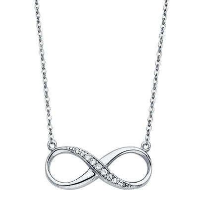 14K White Infinity CZ Necklace