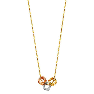 14K Tricolor Perforated Ball Necklace