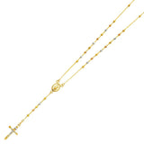 14K Tricolor 3mm Ball Rosary Necklace